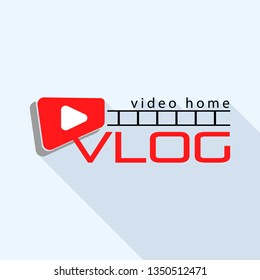 Video home vlog logo. Flat illustration of video home vlog vector logo for web design