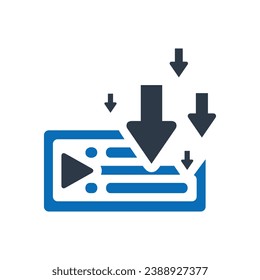 Icono azul plano del servicio de alojamiento de vídeo Aislado en la ilustración del vector de fondo blanco | Iconos de Seo