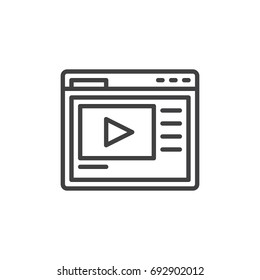 Video hosting website line icon, outline vector sign, linear style pictogram isolated on white. Symbol, logo illustration. Editable stroke. Pixel perfect vector graphics