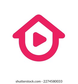 Design-Vorlage für das Logo des Videobauses, Logo für den Home-Button und die Play-Schaltfläche, Vektorsymbol