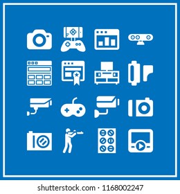 video icon. 16 video vector set. security camera, digital camera, television and tablets icons for web and design about video theme