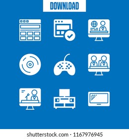 video icon. 9 video vector set. gamepad, tablet, television and browser icons for web and design about video theme