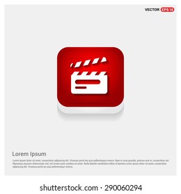 video icon - abstract logo type icon - Red abstract 3d button with light board and shadow on gray background. Vector illustration