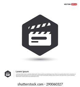 video icon - abstract logo type icon - hexagon black background. Vector illustration