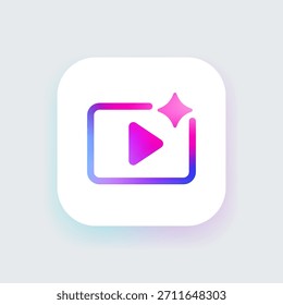 Video icon for AI-powered media playback, intelligent content streaming and automated visual communication in digital platforms  Smart video control, playback experience and optimized media delivery