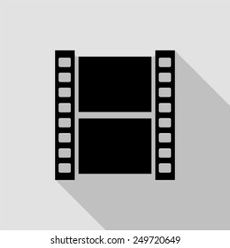 video icon - black illustration with long shadow