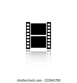 Video icon - black vector illustration with reflection