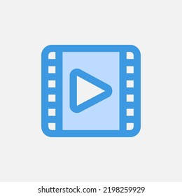 Icono de vídeo en azul sobre la interfaz de usuario, uso para presentación de aplicaciones móviles del sitio web