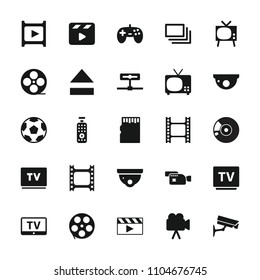 Video icon. collection of 25 video filled icons such as tv, security camera, joystick, movie tape, movie clapper, camera, burst. editable video icons for web and mobile.