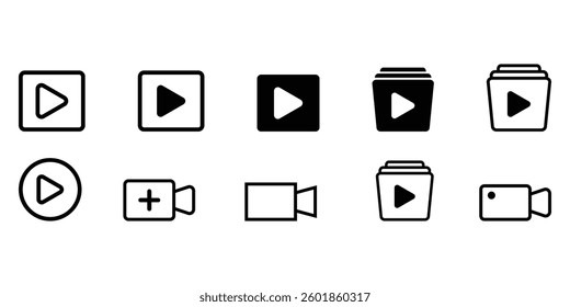 Video icon collection. Cinema icon set. Movie sign collection. Set of cinema, movie, video symbol, collection film, TV. Movie simple line icon set illustration.
