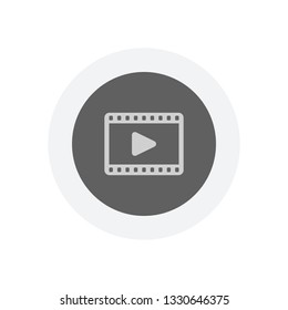 video icon. Icon in colored circle with gray bold border. Web button, modern flat design