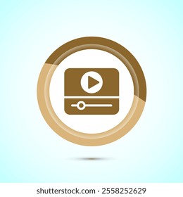 Video icon design illustration. camera icon, video camera symbol, movie sign, Gold Color Button Design
