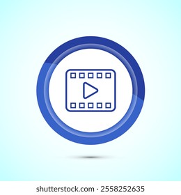 Video icon design illustration. camera icon, video camera symbol, movie sign, Blue Color Button Design