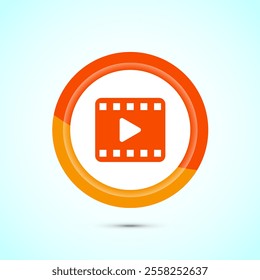 Video icon design illustration. camera icon, video camera symbol, movie sign, Orange Color Button Design
