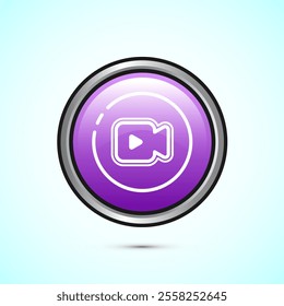 Video icon design illustration. camera icon, video camera symbol, movie sign, Pink Color Round Button Design