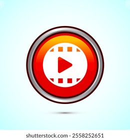 Video icon design illustration. camera icon, video camera symbol, movie sign, Orange Color Round Button Design