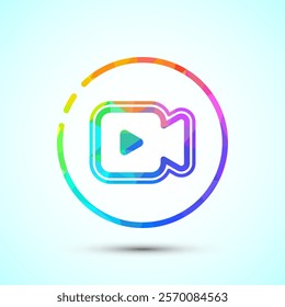 Video icon design illustration. camera icon, video camera symbol, movie sign low poly style