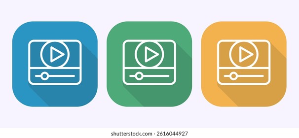 Video icon design illustration. camera icon, video camera sign symbol in shadow button design
