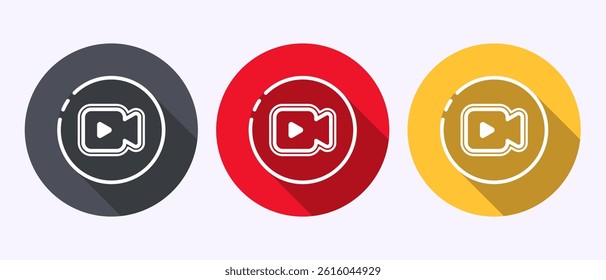 Video icon design illustration. camera icon, video camera sign symbol in shadow button design