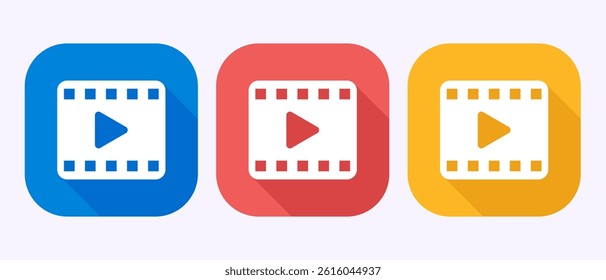 Video icon design illustration. camera icon, video camera sign symbol in shadow button design