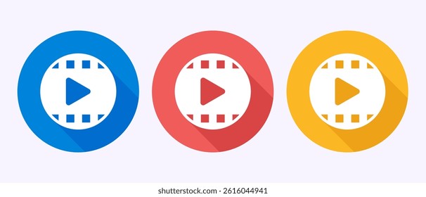 Video icon design illustration. camera icon, video camera sign symbol in shadow button design