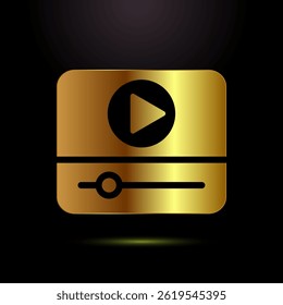 Video icon design illustration. camera icon, video camera symbol, movie sign in gold color style