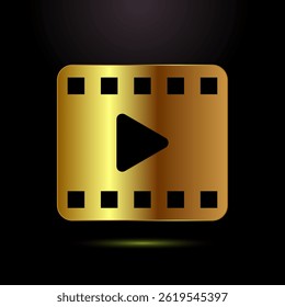 Video icon design illustration. camera icon, video camera symbol, movie sign in gold color style