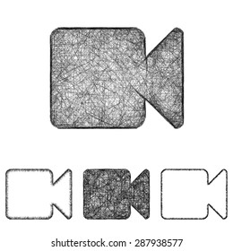 Video icon design set - sketch line art