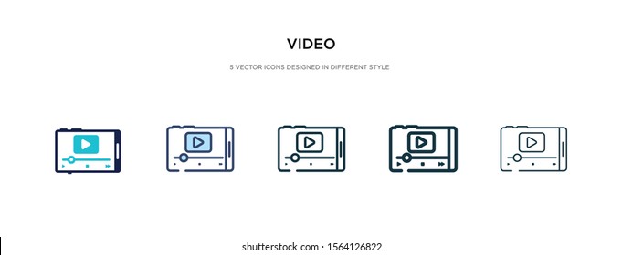 video icon in different style vector illustration. two colored and black video vector icons designed in filled, outline, line and stroke style can be used for web, mobile, ui