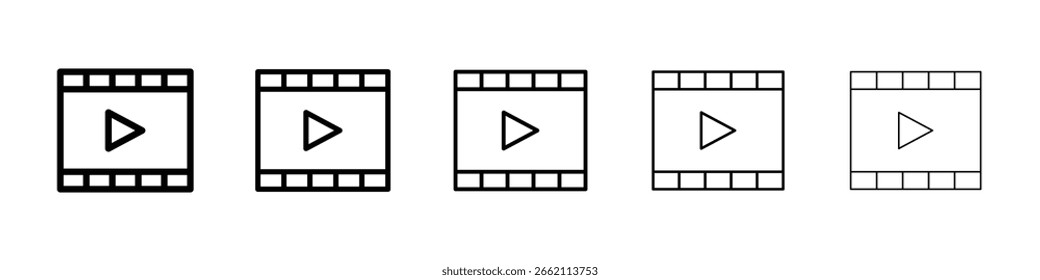Ícone de vídeo preenchido conceito de sinal plano para web design.