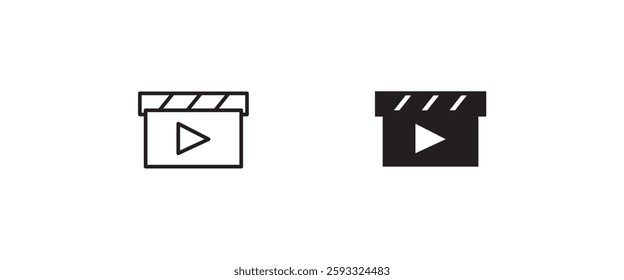 Video icon. film strip vector, Cinema, Film, Movie, media, recorder, Retro, Movies, entertainment, shooting, editable stroke line icon vector sign, linear pictogram isolated on white