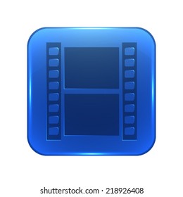 Video icon - glossy blue button