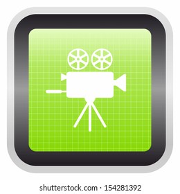 Video icon (glossy screen button, green version)