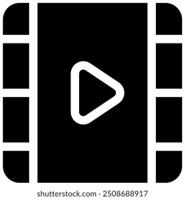 ícone de vídeo com estilo de glifo