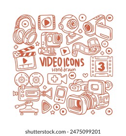 video icon hand drawn vector element