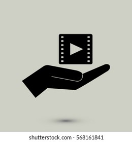 Video icon, hand vector illustration
