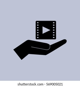 Video icon, hand vector illustration