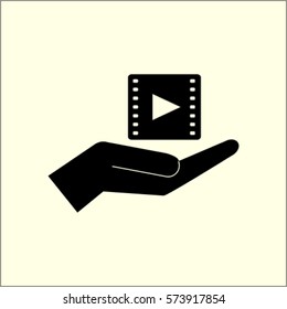 Video icon, hand vector illustration