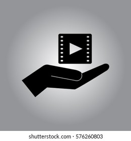 Video icon, hand vector illustration