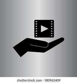 Video icon, hand vector illustration