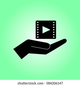Video icon, hand vector illustration