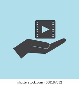 Video icon, hand vector illustration