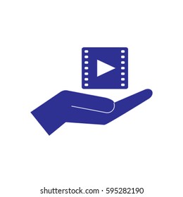 Video icon, hand vector illustration