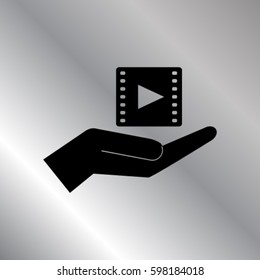 Video icon, hand vector illustration