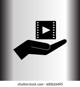 Video icon, hand vector illustration