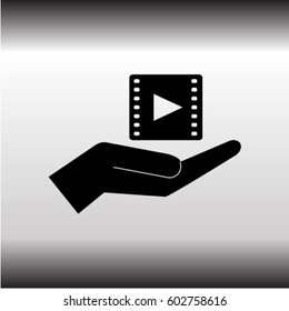Video icon, hand vector illustration