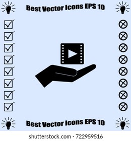 Video icon, hand vector illustration