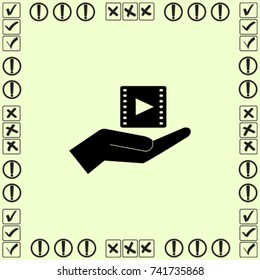 Video icon, hand vector illustration