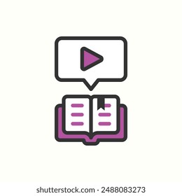 video icon, isolated black icon theme learning