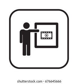 Video  icon, isolated. Flat  design. 